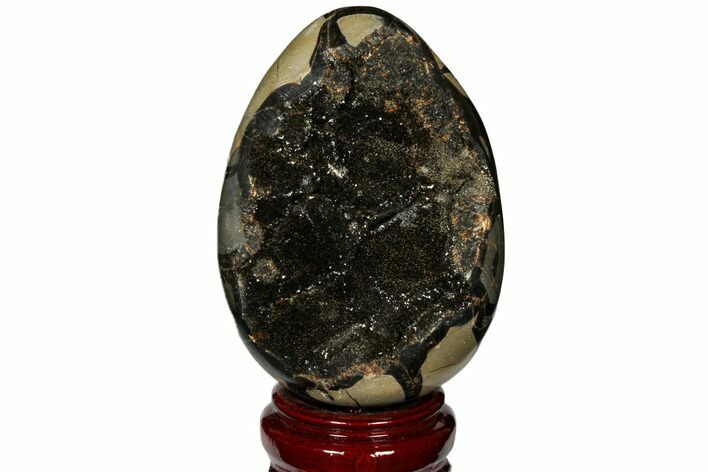 Septarian Dragon Egg Geode - Black Crystals #123052